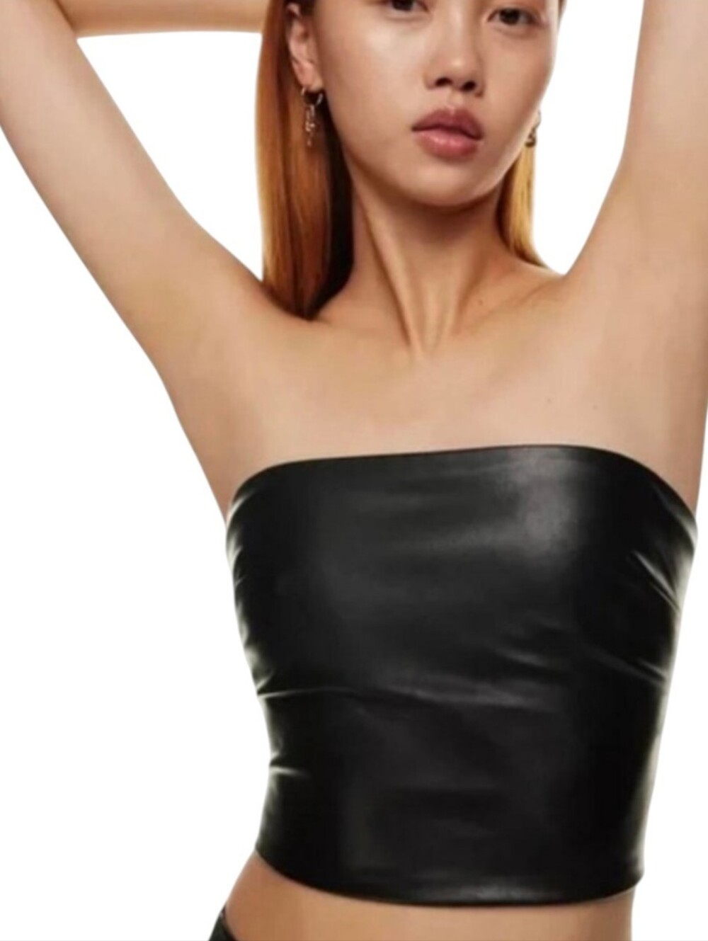 Aritzia Babaton Ten Enclave Faux Leather Tube Top Women's Small Black NWT